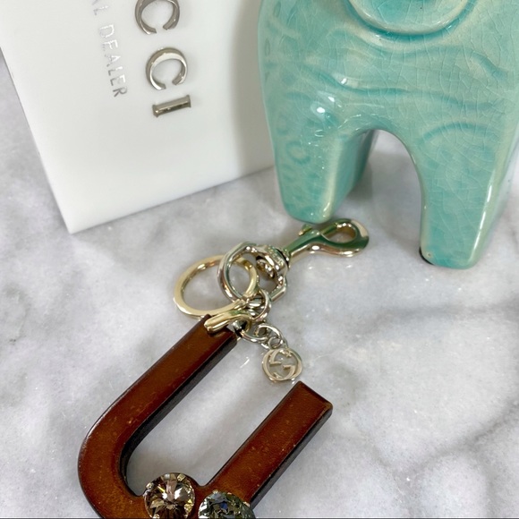 Gucci Alphabet Letter “U” Wooden & Crystal Bag Charm/Keychain - Picture 9 of 10